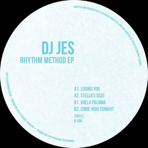 ( TQR 021 ) DJ JES - Rhythm Method EP (white with turquoise splattered vinyl 12") Turquoise Blue